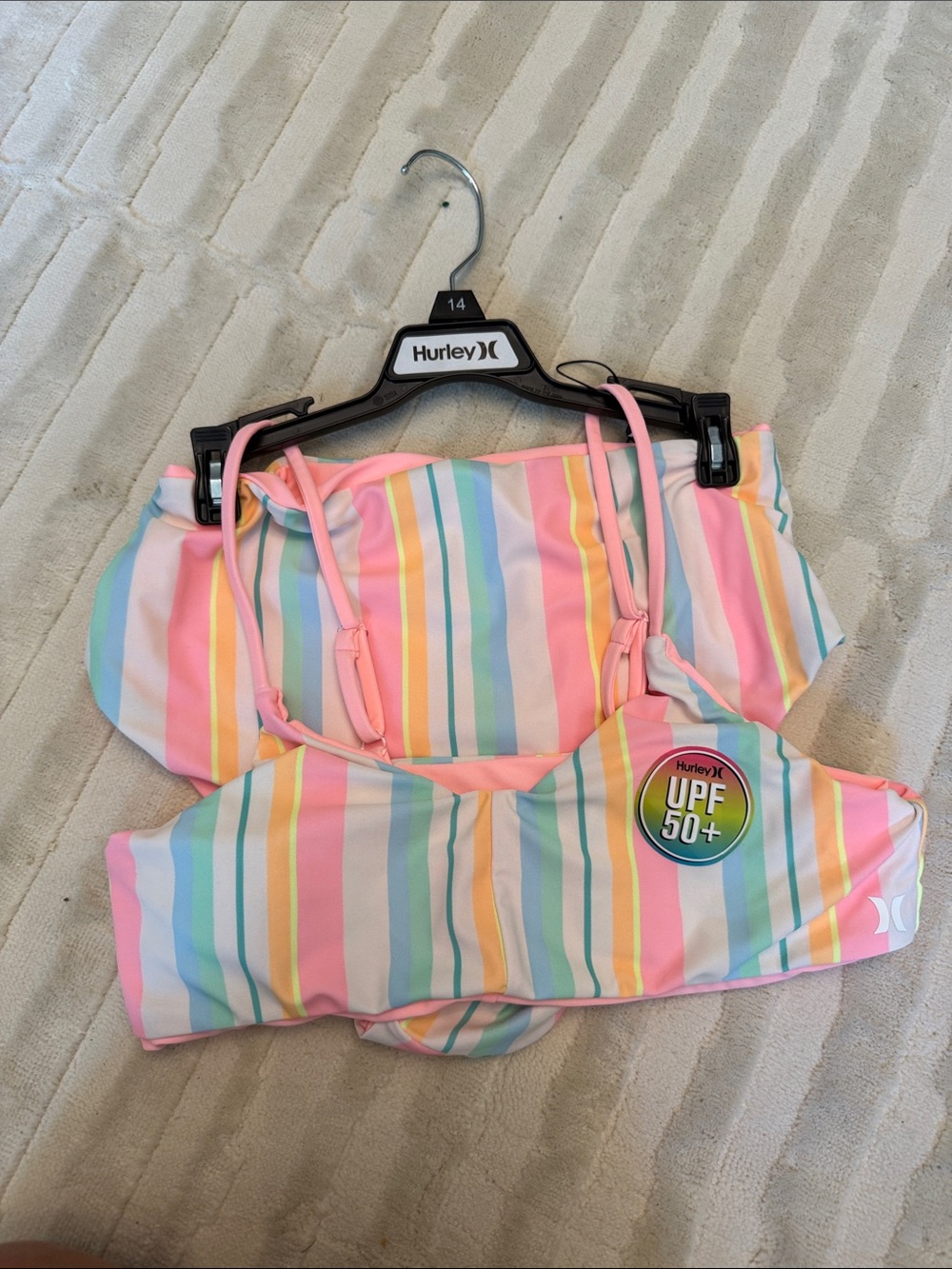 Hurley Pastel Multi-Stripe Bikini Set - Pink, Mint, Yellow, Blue